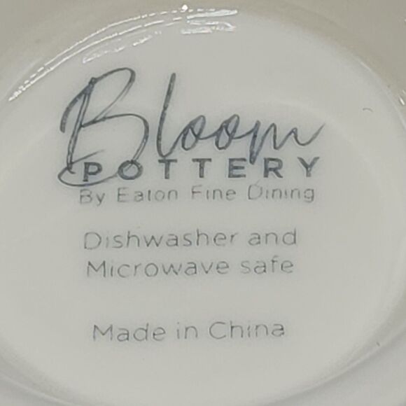 Bloom Pottery Set of 2 Pedestal Ceramic Tea Cups Coffee Mug Hand-Painted Floral - Picture 5 of 16